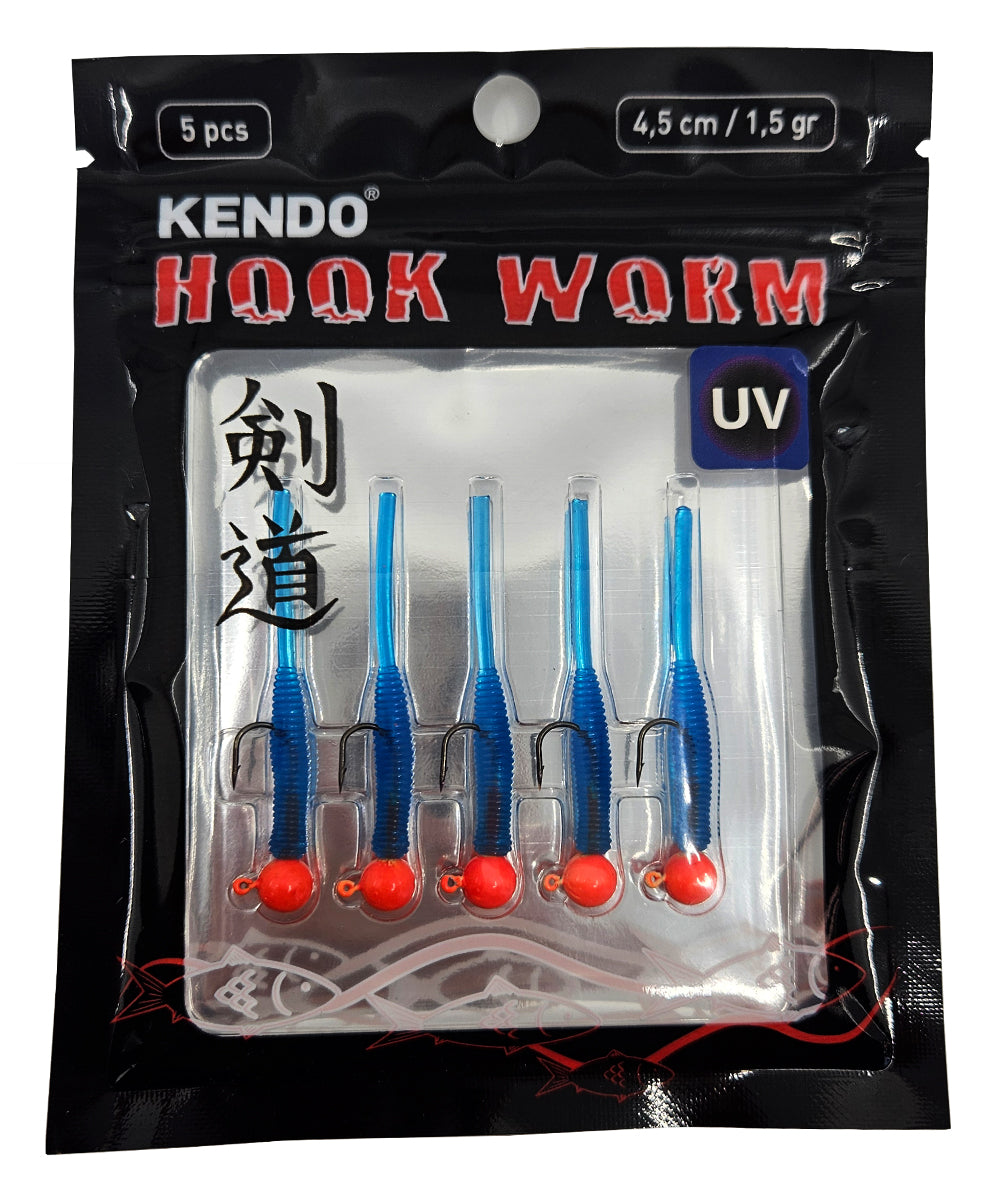 Kendo Hook Worm Jighead+Lrf Silikonu 1.5gr+4.5cm 5 Adet - KENDO FISHING